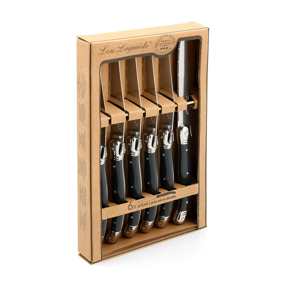 Steakmesser-Set Lou Laguiole Rustic 6 Stück 13 cm