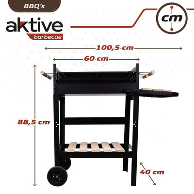 Holzkohlegrill mit Räder 100,5 x 88,5 x 40 cm - Schwarz