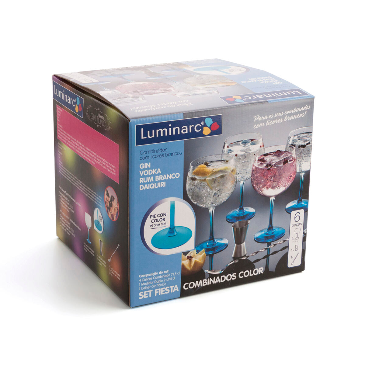 Luminarc Gin Cocktail-Set aus Edelstahl mit Gläser - 6-teilig