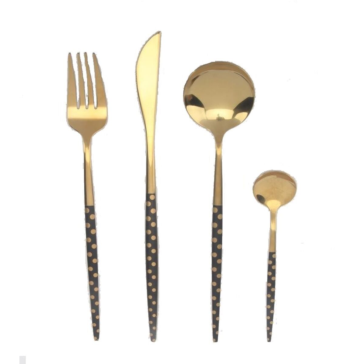 DKD Home Decor Besteck Set - Schwarz Gold aus Edelstahl