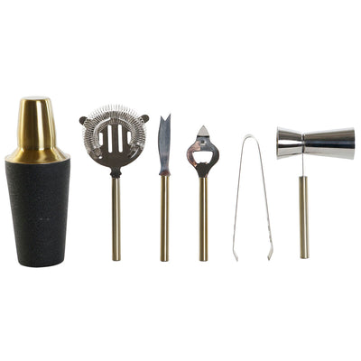 Home Decor Cocktail-Set, Schwarz Gold aus Edelstahl - 7-teilig