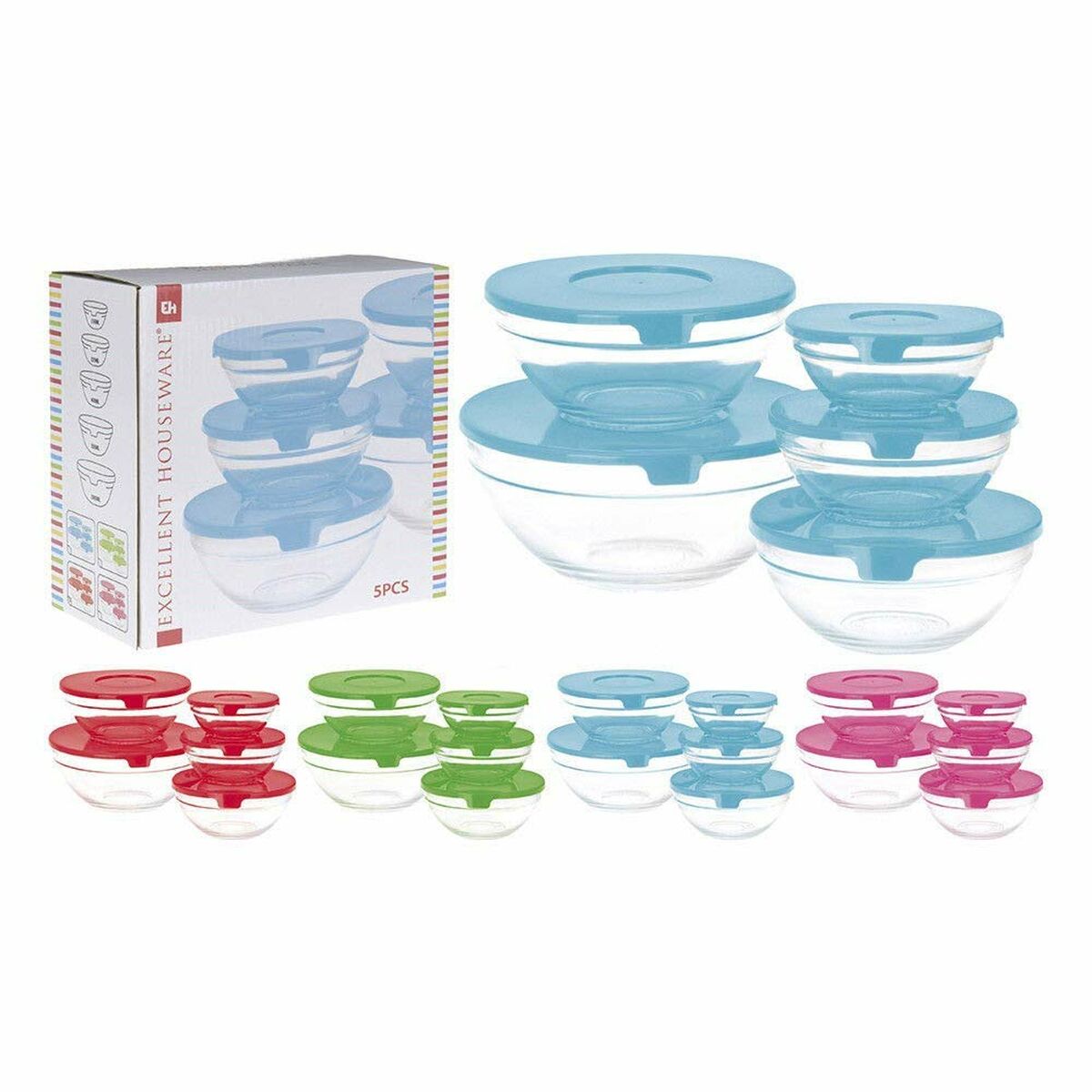 5 Lunchbox-Set Glas - mikrowellengeeignet und spülmaschinenfest