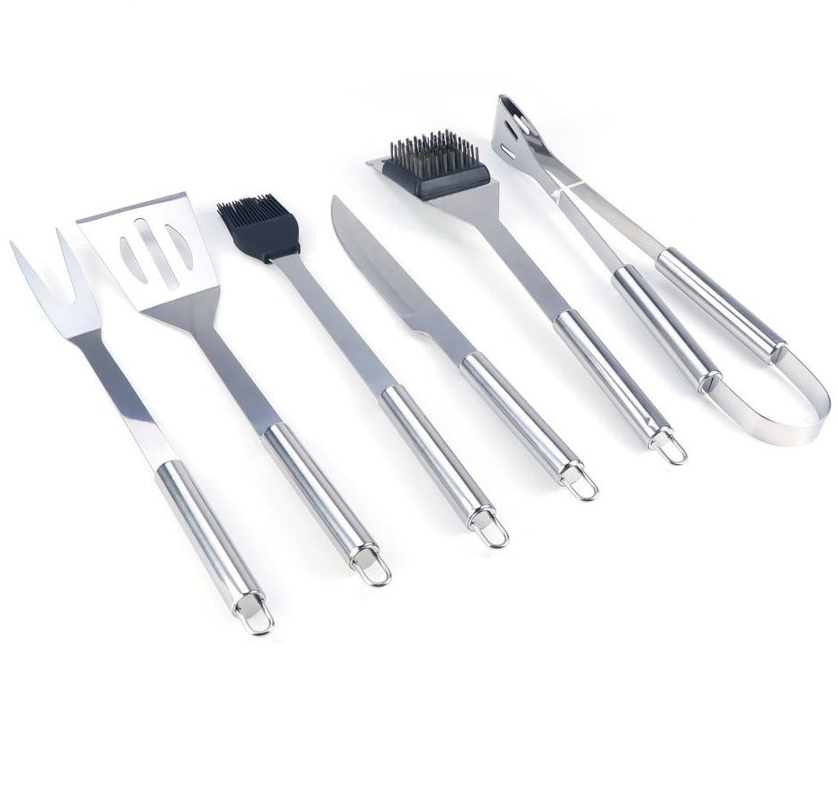 6-teiliges Edelstahl Grill-Set mit Koffer