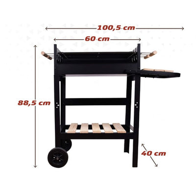 Holzkohlegrill mit Räder 100,5 x 88,5 x 40 cm - Schwarz