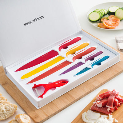 Keramikmesserset mit Sparschäler Knoolvs InnovaGoods (6 Stücke)