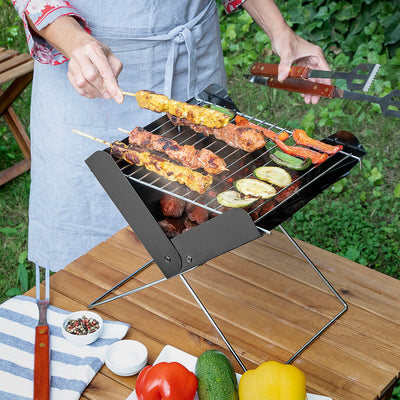 InnovaGoods Tragbarer klappbarer Holzkohlegrill